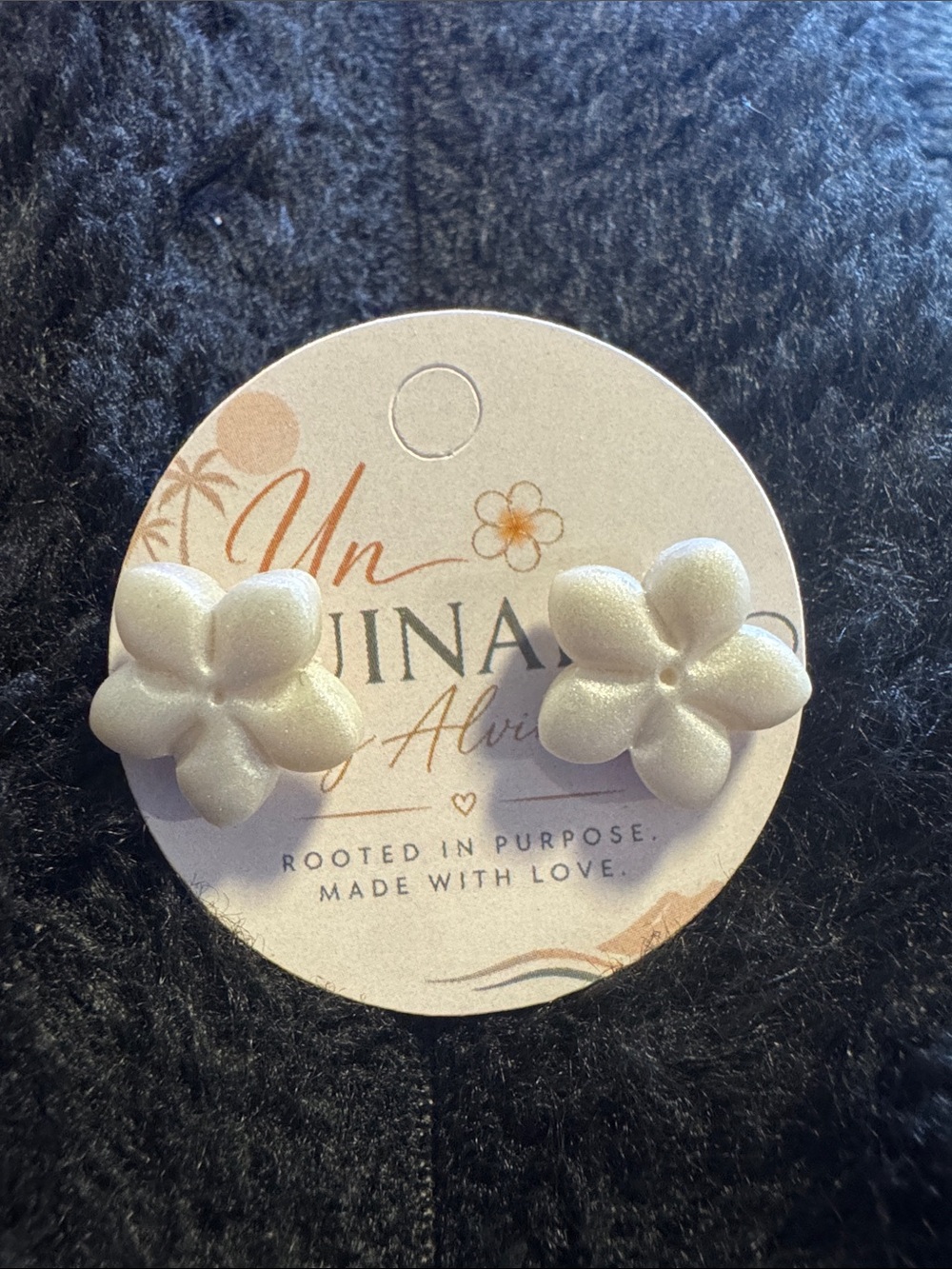 White Floral Stud Earrings - Pearl Finish (assorted colors)